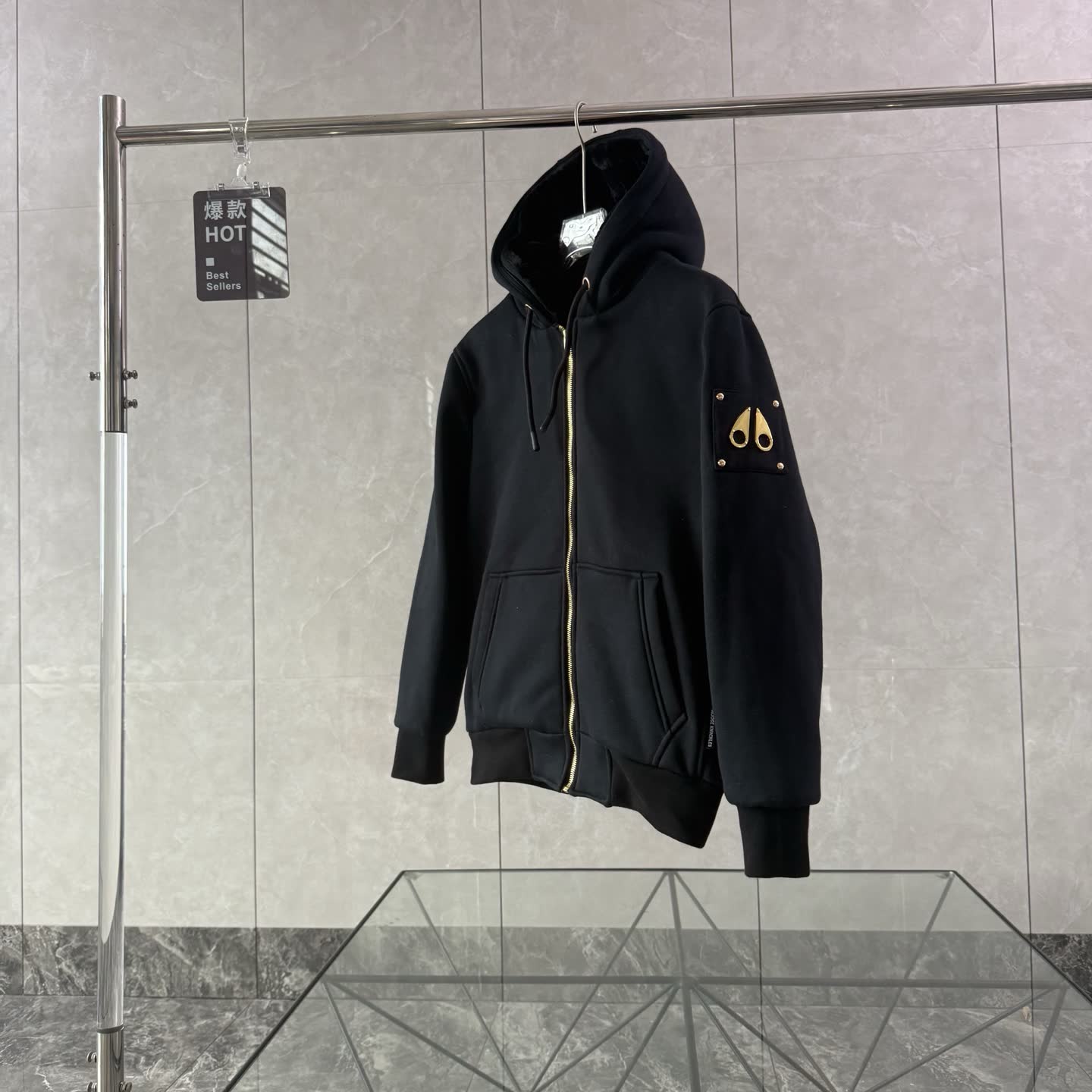Moose Knuckles Shearling-Lined Zip Hoodie Moose Knuckles Shearling-Lined Zip Hoodie
